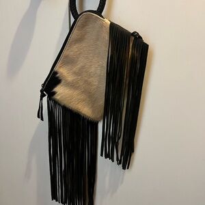 Genuine Leather Fringed wristlet with Hair on Hide Genuine Leather. Brand new